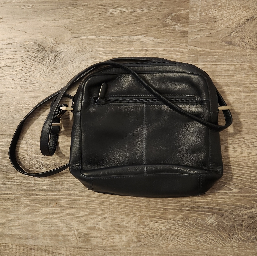 Derek Alexander Navy Blue Leather Crossbody Bag